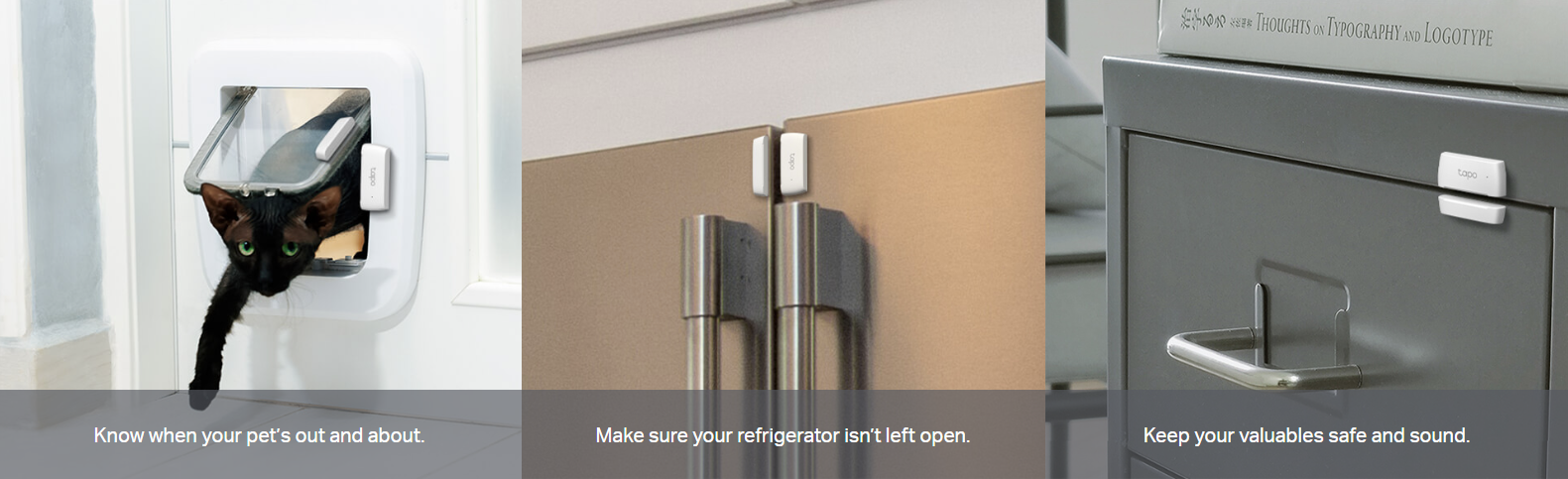 Tapo T110 placed on cabinets and drawers