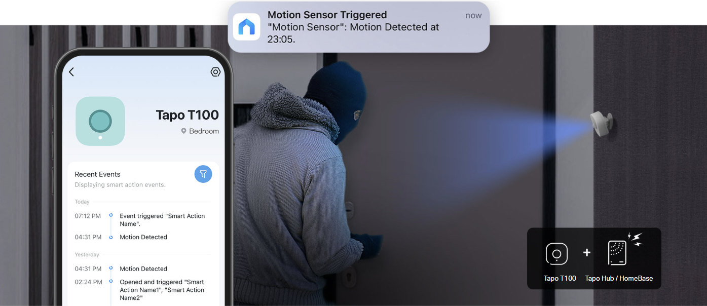 Tapo T100 alarm and app notifications