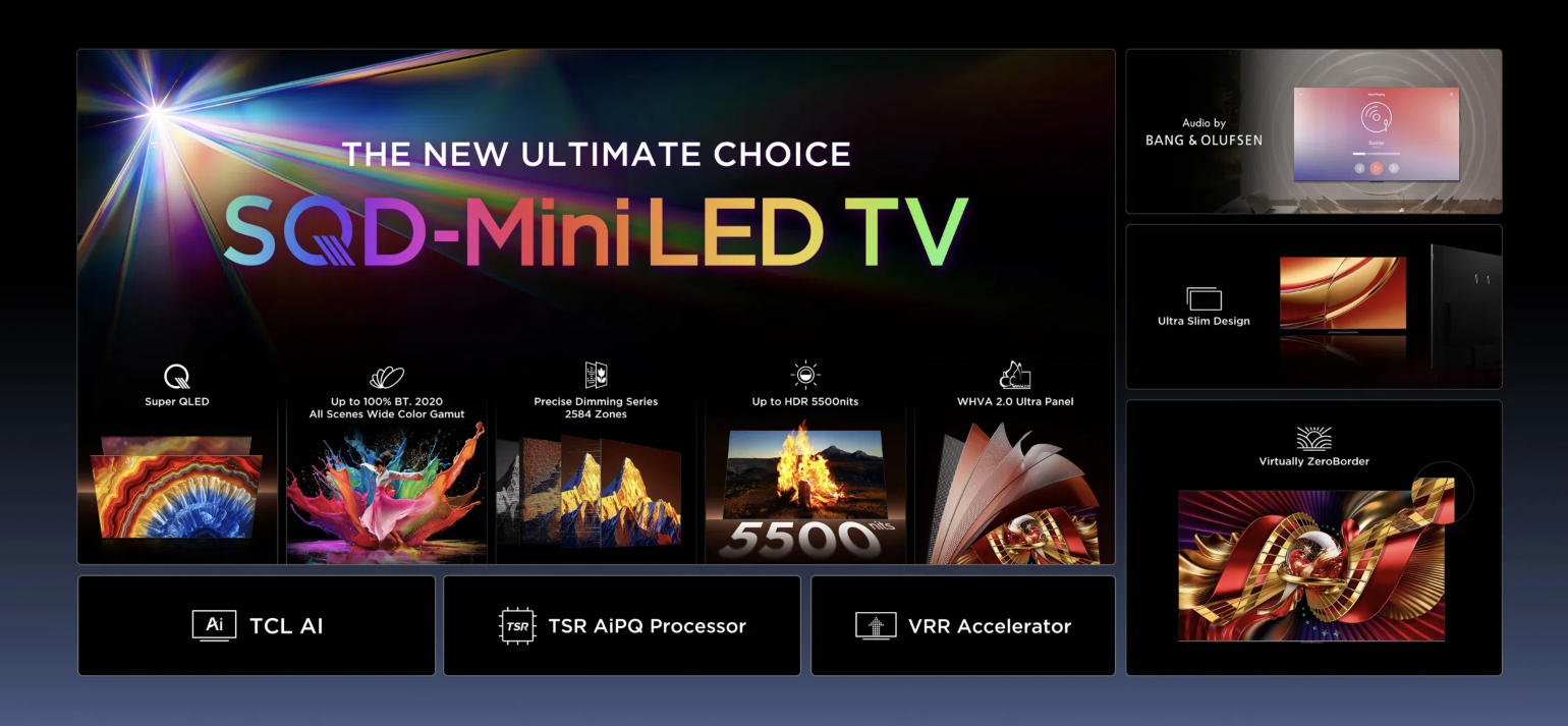TCL 75C8L SQD Mini LED dimming zones