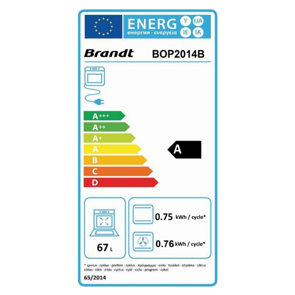 Brandt BOP2014-BF A+ energy efficiency label