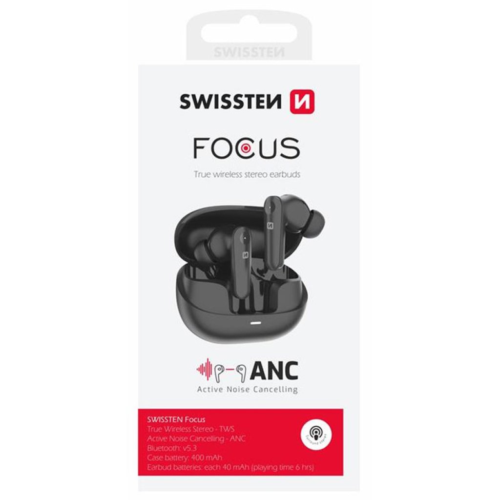Swissten Bluetooth Anc Earphones Focus Black Swissten Bluetooth Anc Earphones Focus Black