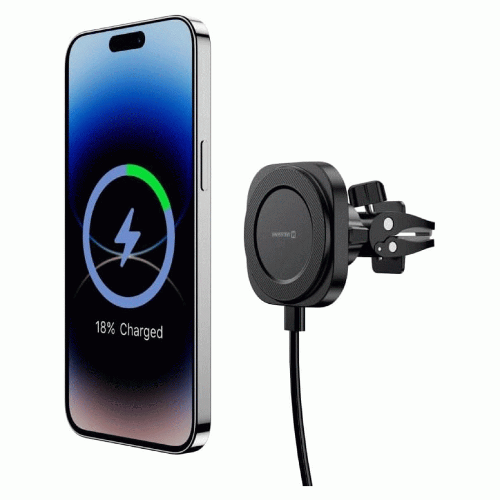 Swissten Magnetic Car Holder With Wireless Charger Swissten Magnetic Car Holder With Wireless Charger