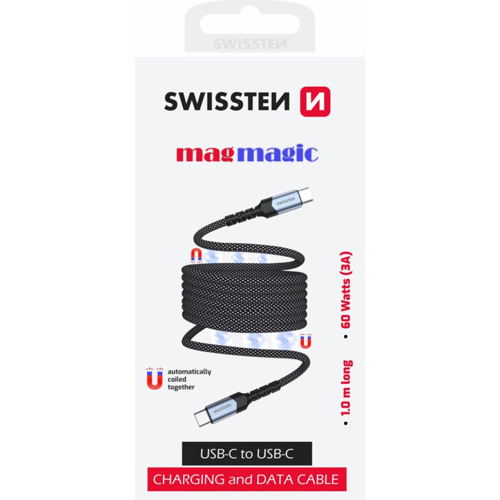 Swissten Magnetic Cable Self-Winding Usb-C/Usb-C Swissten Magnetic Cable Self-Winding Usb-C/Usb-C