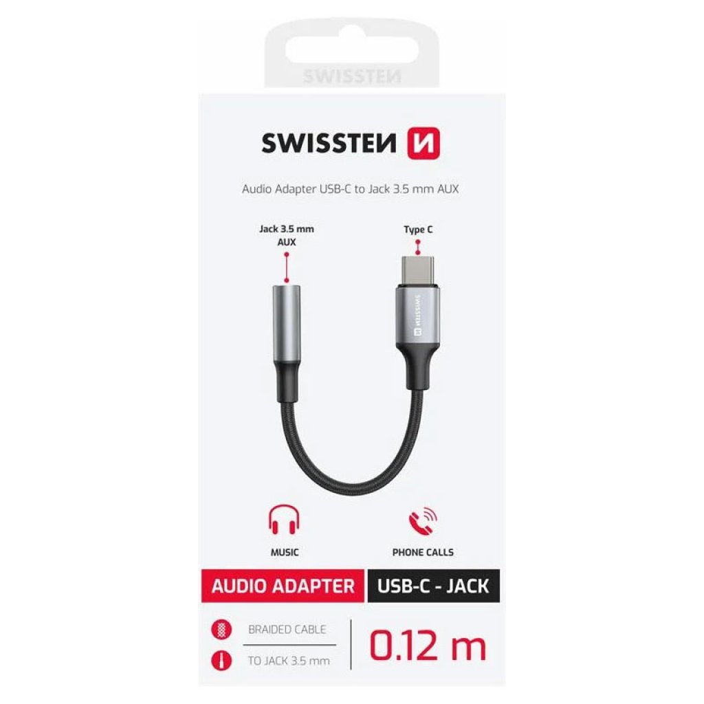 Swissten Textile USB-C (male) / 3.5mm AUX Swissten Textile USB-C (male) / 3.5mm AUX