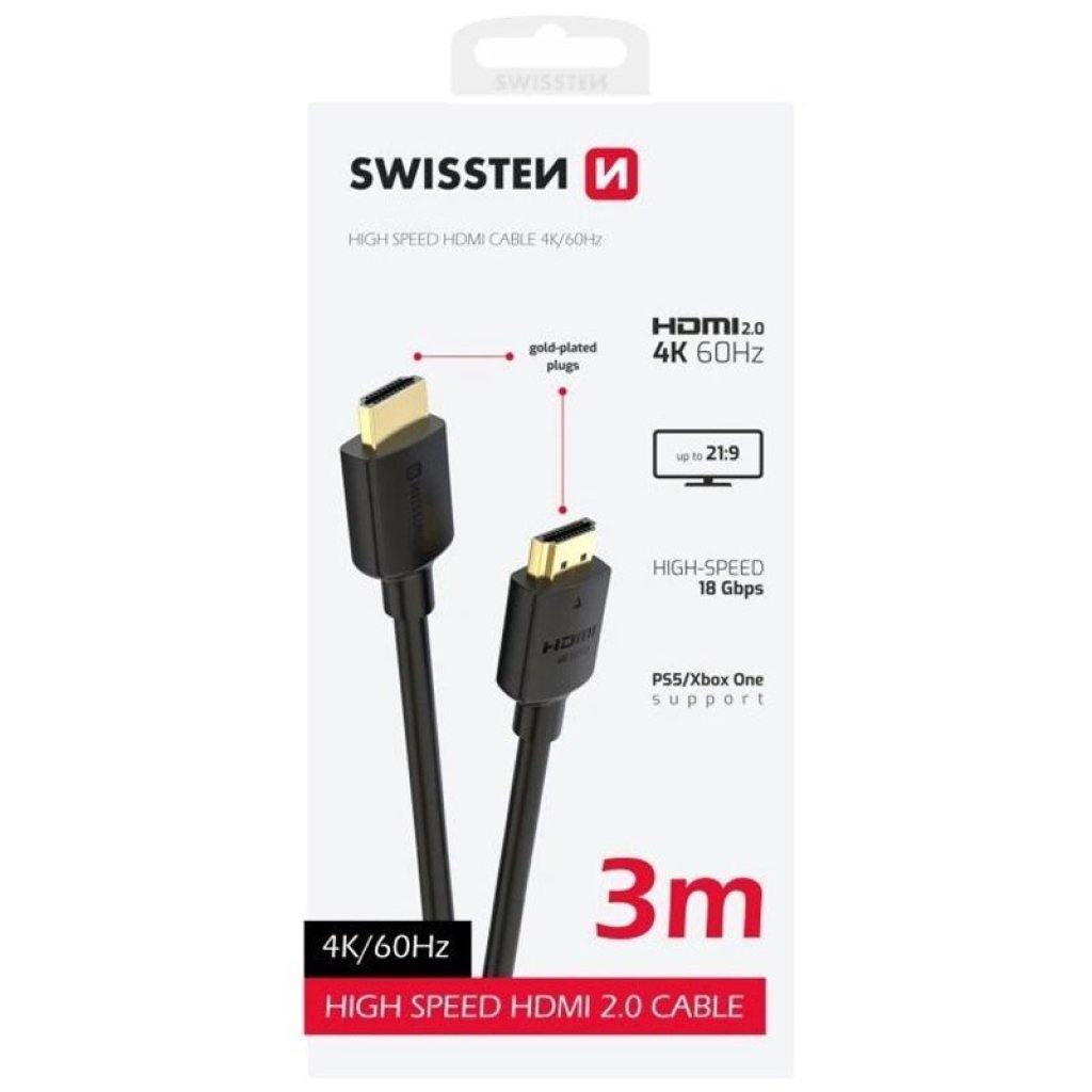 Swissten Cable Hdmi To Hdmi 4k 60hz 3.0m Pvc Swissten Cable Hdmi To Hdmi 4k 60hz 3.0m Pvc