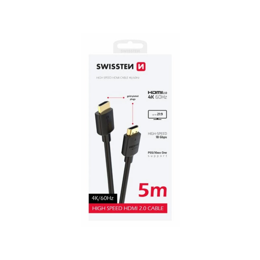 Swissten Cable Hdmi To Hdmi 4k 60hz 5.0 M Pvc Swissten Cable Hdmi To Hdmi 4k 60hz 5.0 M Pvc